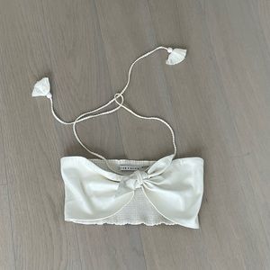 Alice + Olivia Faux Leather Halter Bandeau Top